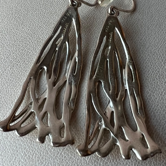 HAGIT GORALI 925 STERLING SILVER SCULPTED LONG DANGLE DROP EARRINGS BRAND NEW - Picture 3 of 16